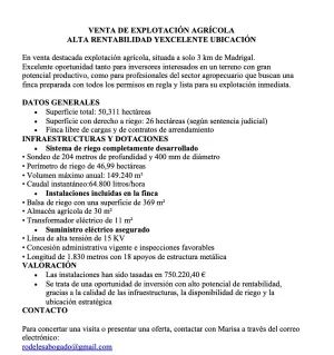 Explotación agrícola en MADRIGAL ALTAS T