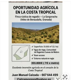 Gran finca rústica de regadío de 51.000 m² en