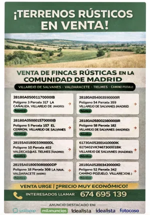 VENTA DE  VARIAS TIERRAS RUSTICAS